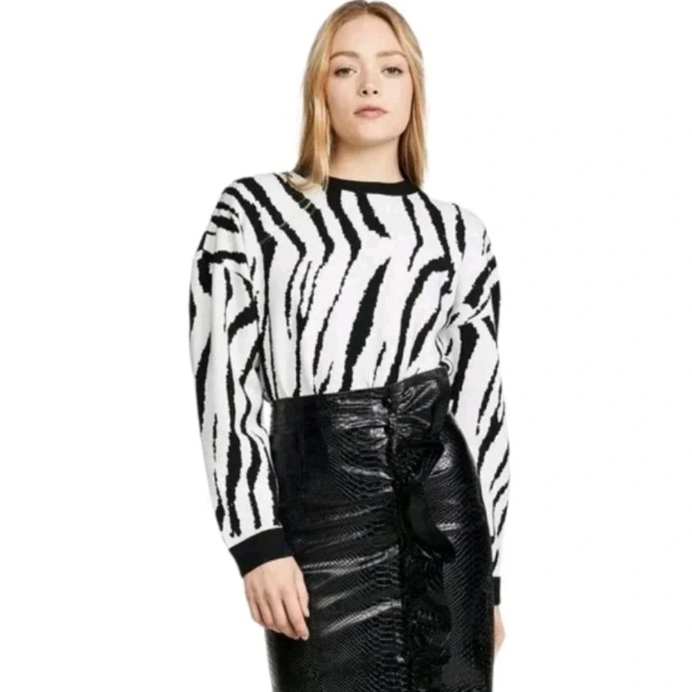 Endless Rose Women's L Zebra Print Knit Soft Pullover‎ Sweater Whimsigoth